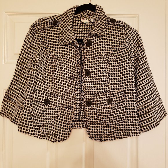 ROXY Crop houndstooth Jacket Size M - Picture 1 of 5